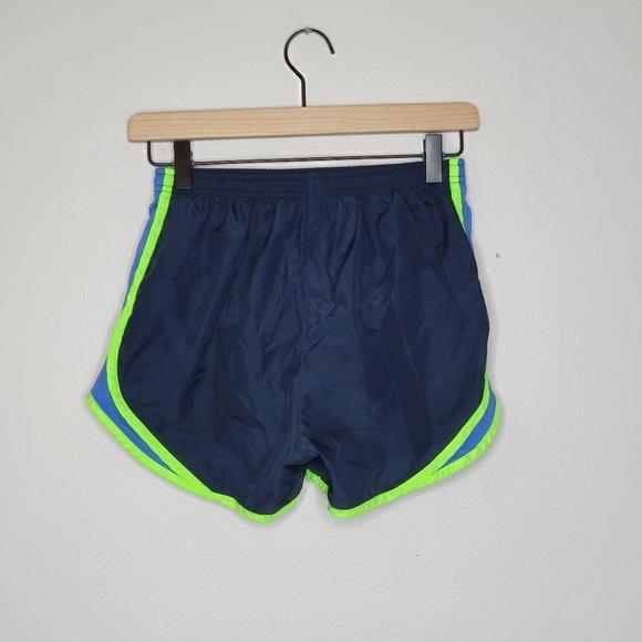 Nike Dri Fit Womens Running Shorts XS Navy Blue Green Blue Athletic Gym - Picture 6 of 8